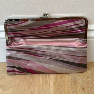Banana Republic foldable printed satin clutch with silver clasp